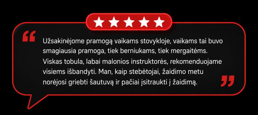 Atsiliepimas apie lazerių žaidimą išvykoje