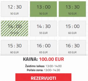 Rezervacijų sistemos vaizdas